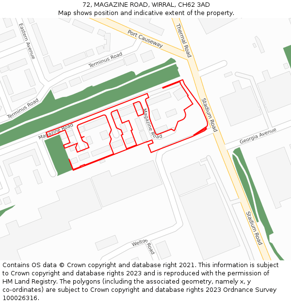 72, MAGAZINE ROAD, WIRRAL, CH62 3AD: Location map and indicative extent of plot