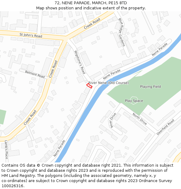 72, NENE PARADE, MARCH, PE15 8TD: Location map and indicative extent of plot