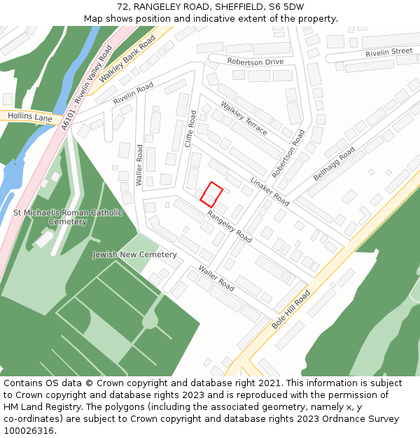 72, RANGELEY ROAD, SHEFFIELD, S6 5DW: Location map and indicative extent of plot