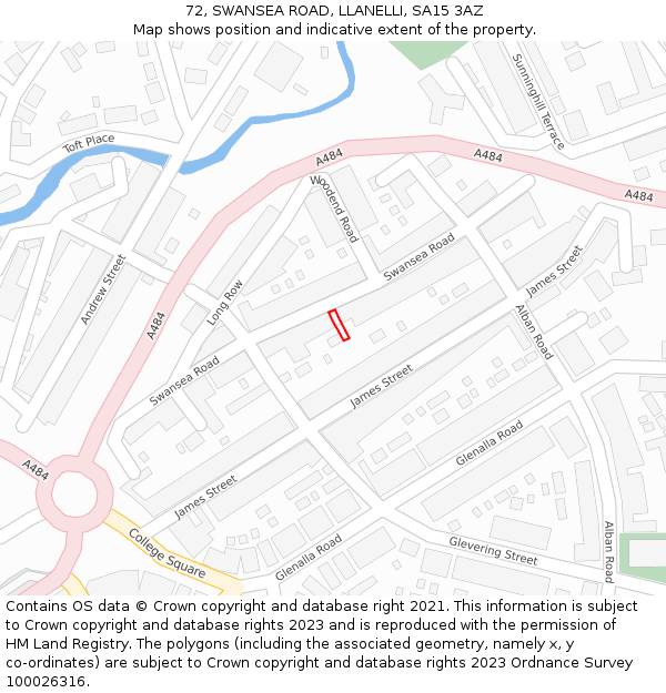 72, SWANSEA ROAD, LLANELLI, SA15 3AZ: Location map and indicative extent of plot