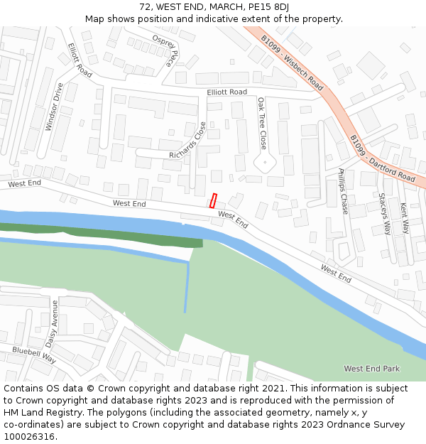 72, WEST END, MARCH, PE15 8DJ: Location map and indicative extent of plot