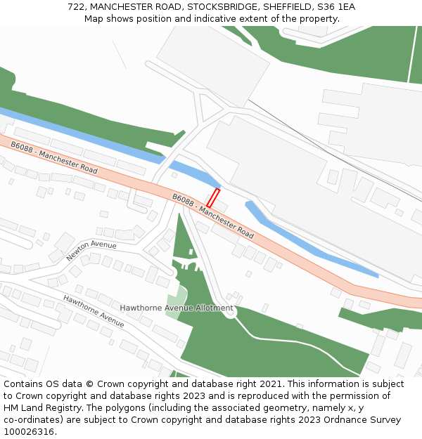 722, MANCHESTER ROAD, STOCKSBRIDGE, SHEFFIELD, S36 1EA: Location map and indicative extent of plot