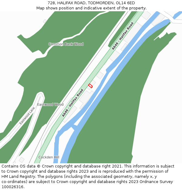 728, HALIFAX ROAD, TODMORDEN, OL14 6ED: Location map and indicative extent of plot