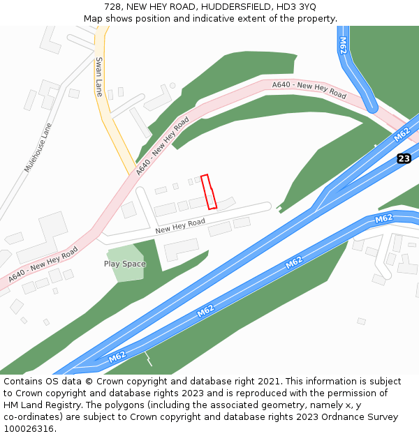 728, NEW HEY ROAD, HUDDERSFIELD, HD3 3YQ: Location map and indicative extent of plot