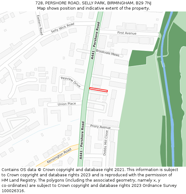 728, PERSHORE ROAD, SELLY PARK, BIRMINGHAM, B29 7NJ: Location map and indicative extent of plot