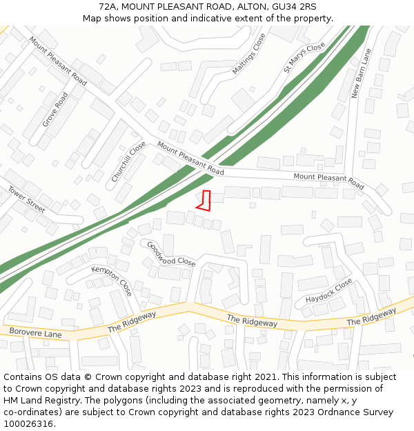 72A, MOUNT PLEASANT ROAD, ALTON, GU34 2RS: Location map and indicative extent of plot