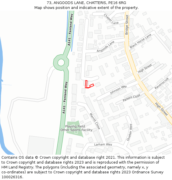 73, ANGOODS LANE, CHATTERIS, PE16 6RG: Location map and indicative extent of plot