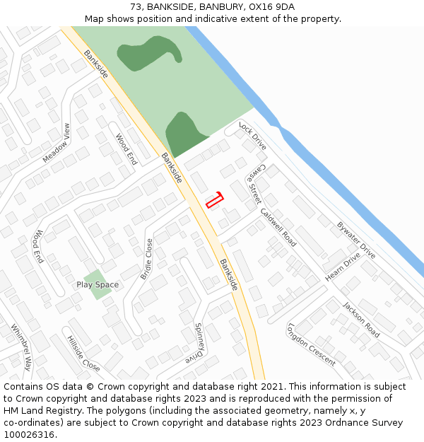 73, BANKSIDE, BANBURY, OX16 9DA: Location map and indicative extent of plot