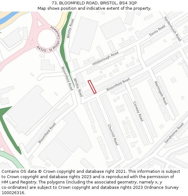 73, BLOOMFIELD ROAD, BRISTOL, BS4 3QP: Location map and indicative extent of plot