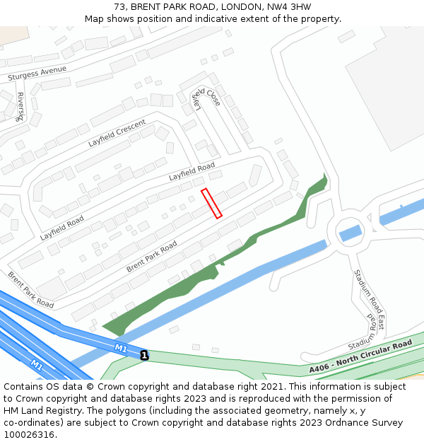73, BRENT PARK ROAD, LONDON, NW4 3HW: Location map and indicative extent of plot