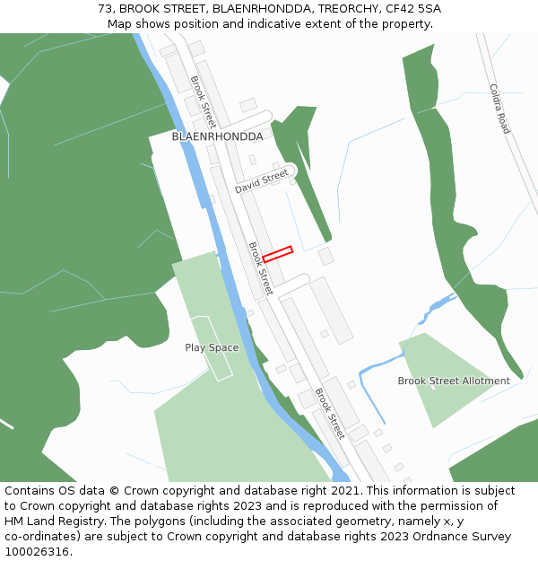 73, BROOK STREET, BLAENRHONDDA, TREORCHY, CF42 5SA: Location map and indicative extent of plot