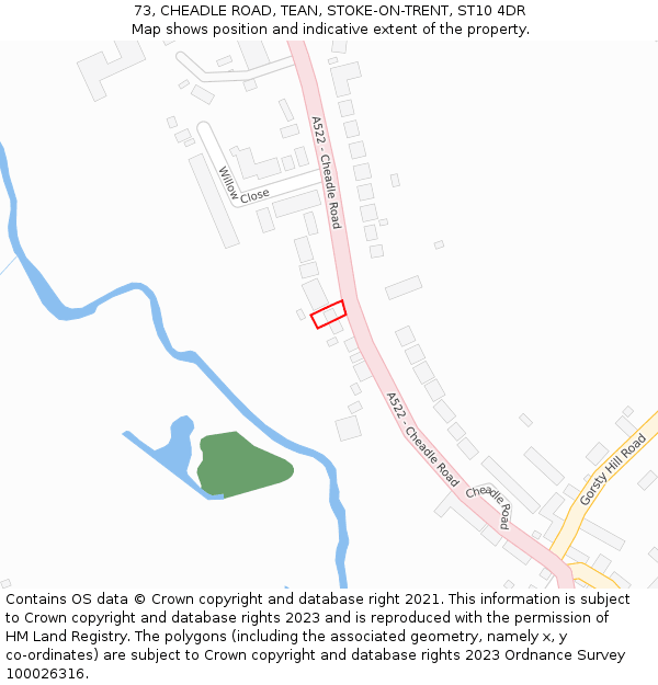 73, CHEADLE ROAD, TEAN, STOKE-ON-TRENT, ST10 4DR: Location map and indicative extent of plot