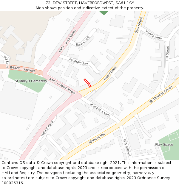 73, DEW STREET, HAVERFORDWEST, SA61 1SY: Location map and indicative extent of plot