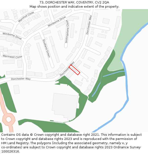 73, DORCHESTER WAY, COVENTRY, CV2 2QA: Location map and indicative extent of plot