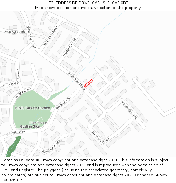 73, EDDERSIDE DRIVE, CARLISLE, CA3 0BF: Location map and indicative extent of plot