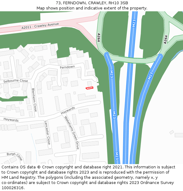 73, FERNDOWN, CRAWLEY, RH10 3SB: Location map and indicative extent of plot