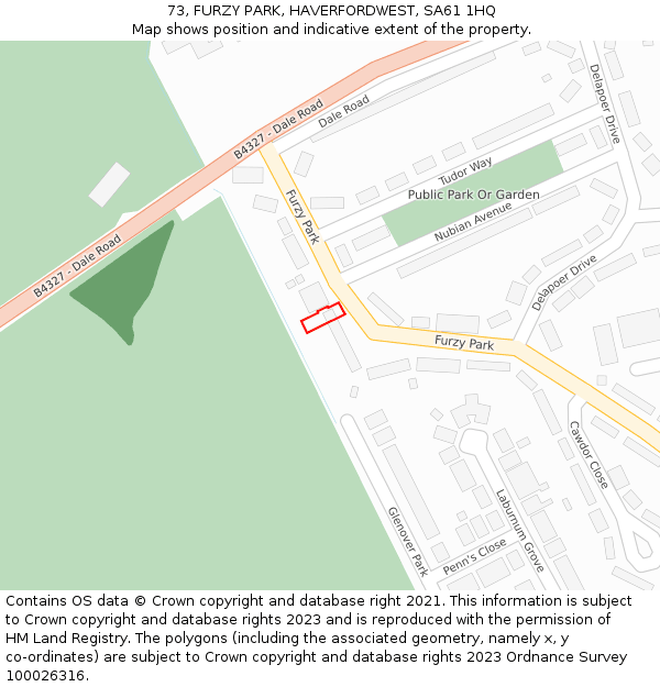 73, FURZY PARK, HAVERFORDWEST, SA61 1HQ: Location map and indicative extent of plot