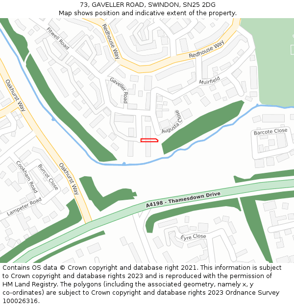 73, GAVELLER ROAD, SWINDON, SN25 2DG: Location map and indicative extent of plot