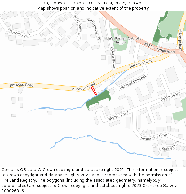 73, HARWOOD ROAD, TOTTINGTON, BURY, BL8 4AF: Location map and indicative extent of plot