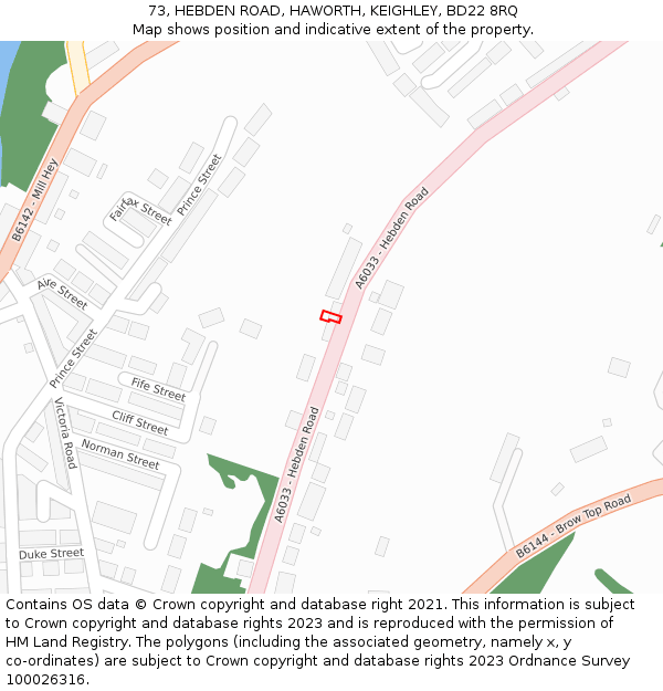 73, HEBDEN ROAD, HAWORTH, KEIGHLEY, BD22 8RQ: Location map and indicative extent of plot