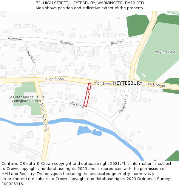 73, HIGH STREET, HEYTESBURY, WARMINSTER, BA12 0ED: Location map and indicative extent of plot