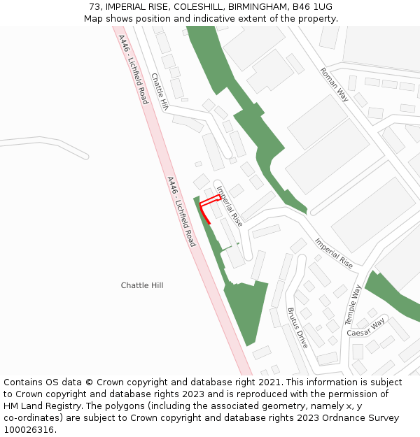 73, IMPERIAL RISE, COLESHILL, BIRMINGHAM, B46 1UG: Location map and indicative extent of plot