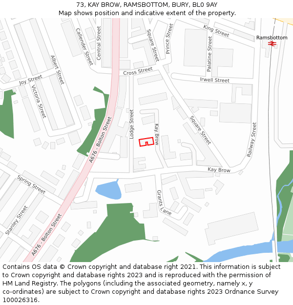73, KAY BROW, RAMSBOTTOM, BURY, BL0 9AY: Location map and indicative extent of plot