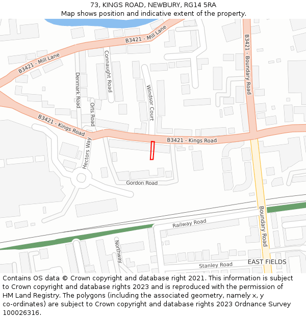 73, KINGS ROAD, NEWBURY, RG14 5RA: Location map and indicative extent of plot