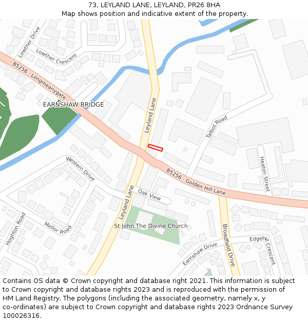 73, LEYLAND LANE, LEYLAND, PR26 8HA: Location map and indicative extent of plot