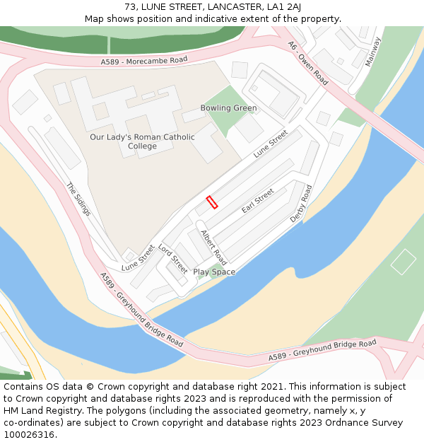 73, LUNE STREET, LANCASTER, LA1 2AJ: Location map and indicative extent of plot