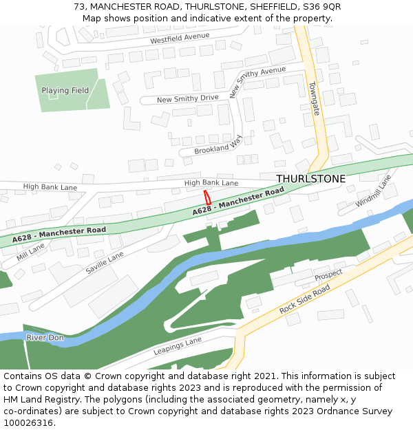 73, MANCHESTER ROAD, THURLSTONE, SHEFFIELD, S36 9QR: Location map and indicative extent of plot