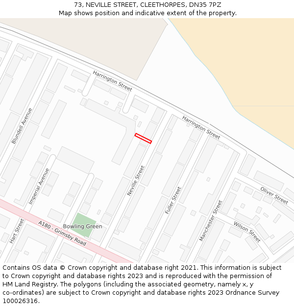 73, NEVILLE STREET, CLEETHORPES, DN35 7PZ: Location map and indicative extent of plot