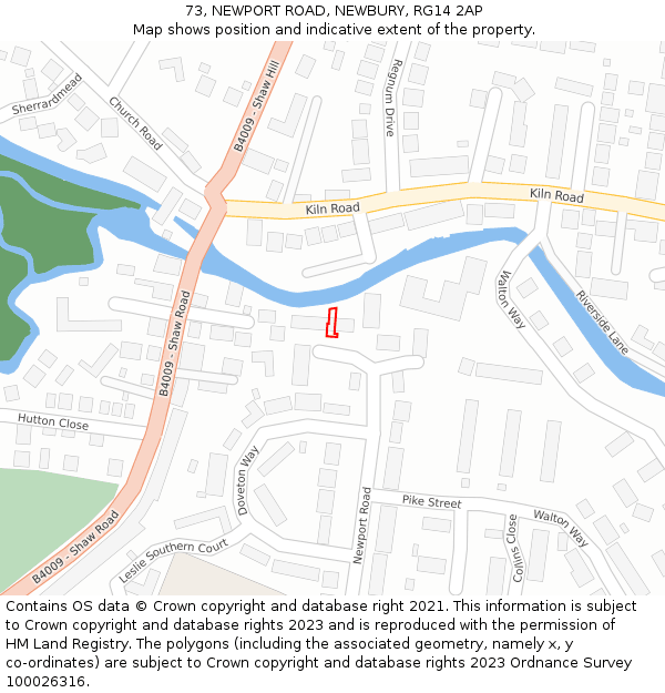 73, NEWPORT ROAD, NEWBURY, RG14 2AP: Location map and indicative extent of plot
