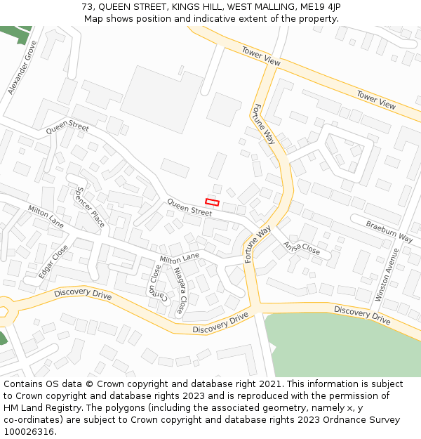 73, QUEEN STREET, KINGS HILL, WEST MALLING, ME19 4JP: Location map and indicative extent of plot