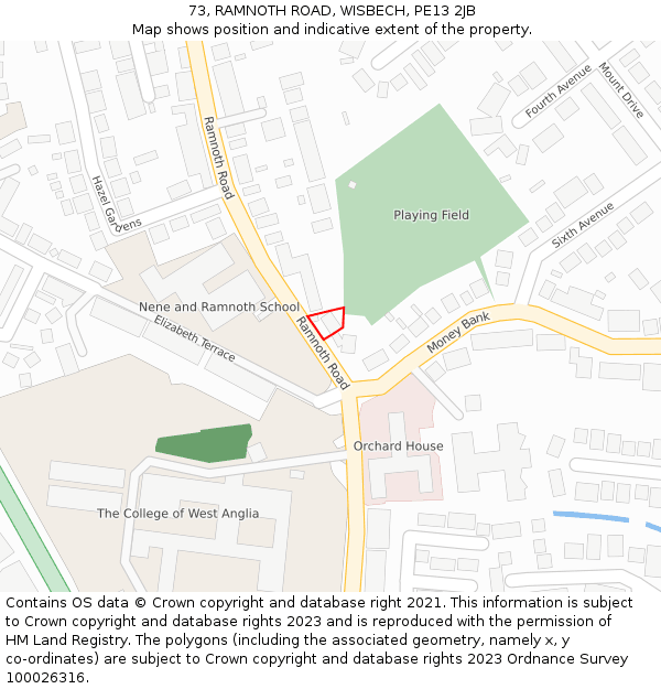 73, RAMNOTH ROAD, WISBECH, PE13 2JB: Location map and indicative extent of plot