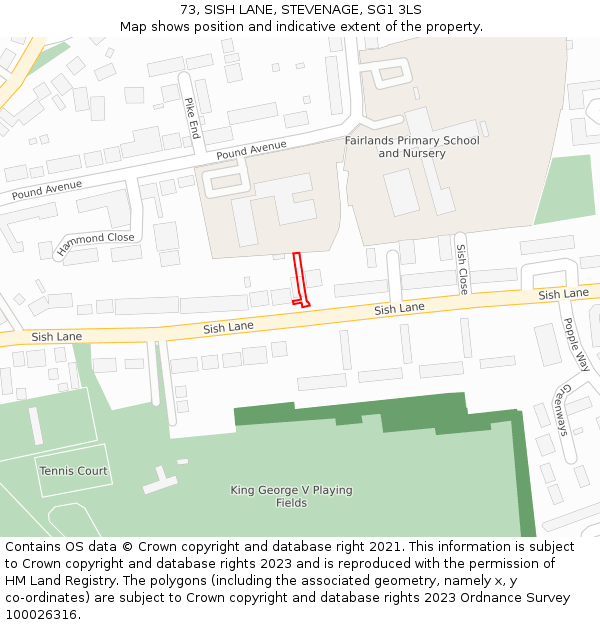 73, SISH LANE, STEVENAGE, SG1 3LS: Location map and indicative extent of plot