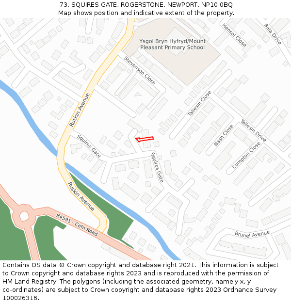 73, SQUIRES GATE, ROGERSTONE, NEWPORT, NP10 0BQ: Location map and indicative extent of plot