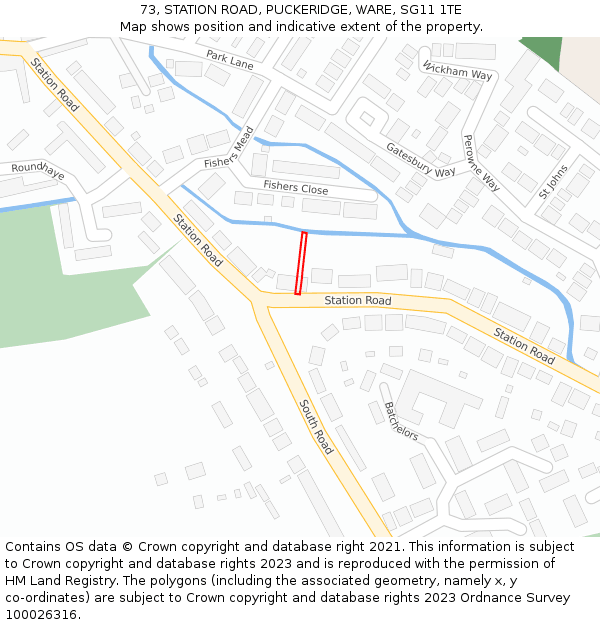 73, STATION ROAD, PUCKERIDGE, WARE, SG11 1TE: Location map and indicative extent of plot