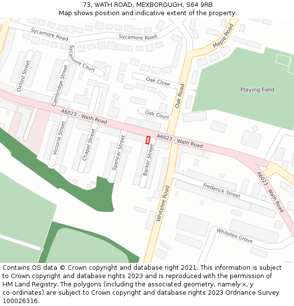73, WATH ROAD, MEXBOROUGH, S64 9RB: Location map and indicative extent of plot