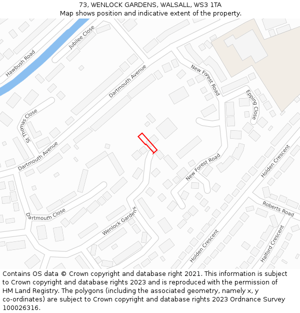 73, WENLOCK GARDENS, WALSALL, WS3 1TA: Location map and indicative extent of plot