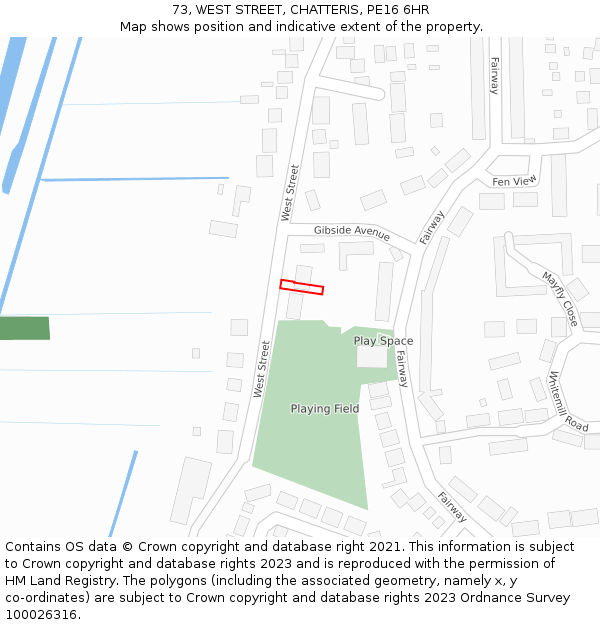 73, WEST STREET, CHATTERIS, PE16 6HR: Location map and indicative extent of plot