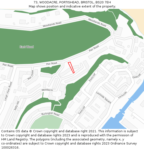 73, WOODACRE, PORTISHEAD, BRISTOL, BS20 7EH: Location map and indicative extent of plot