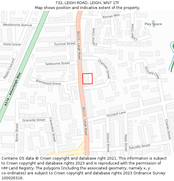 732, LEIGH ROAD, LEIGH, WN7 1TF: Location map and indicative extent of plot