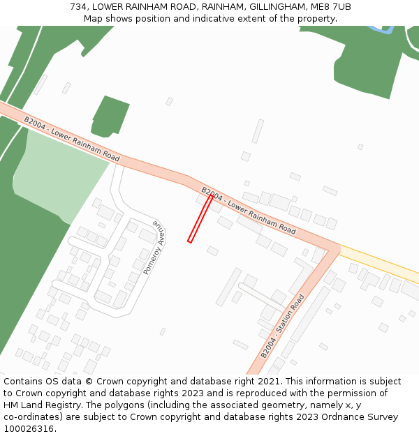 734, LOWER RAINHAM ROAD, RAINHAM, GILLINGHAM, ME8 7UB: Location map and indicative extent of plot