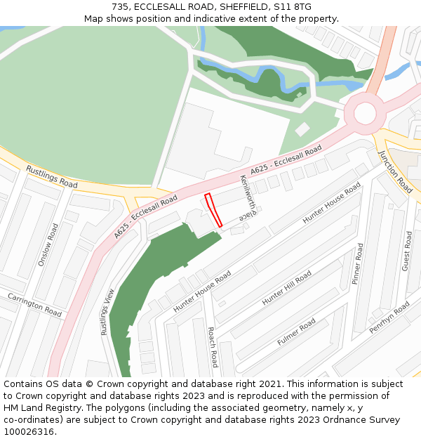 735, ECCLESALL ROAD, SHEFFIELD, S11 8TG: Location map and indicative extent of plot
