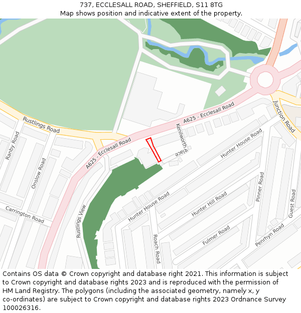737, ECCLESALL ROAD, SHEFFIELD, S11 8TG: Location map and indicative extent of plot