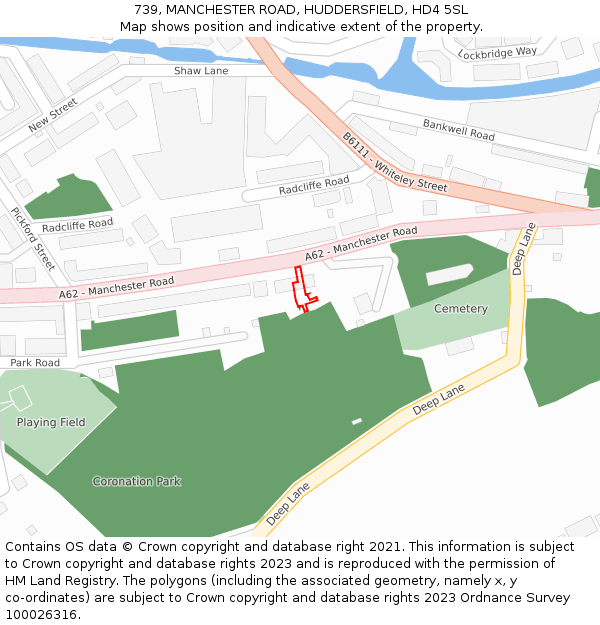 739, MANCHESTER ROAD, HUDDERSFIELD, HD4 5SL: Location map and indicative extent of plot
