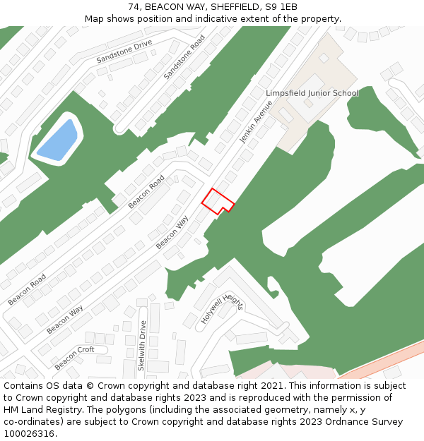74, BEACON WAY, SHEFFIELD, S9 1EB: Location map and indicative extent of plot