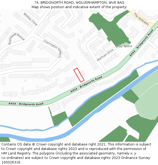 74, BRIDGNORTH ROAD, WOLVERHAMPTON, WV6 8AG: Location map and indicative extent of plot