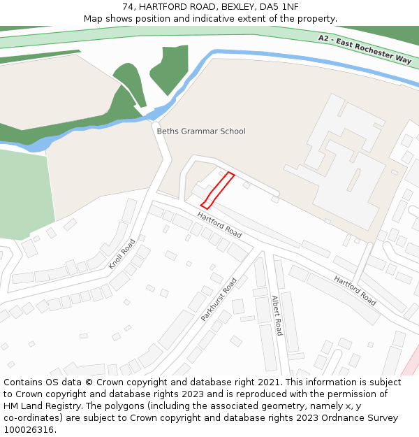 74, HARTFORD ROAD, BEXLEY, DA5 1NF: Location map and indicative extent of plot